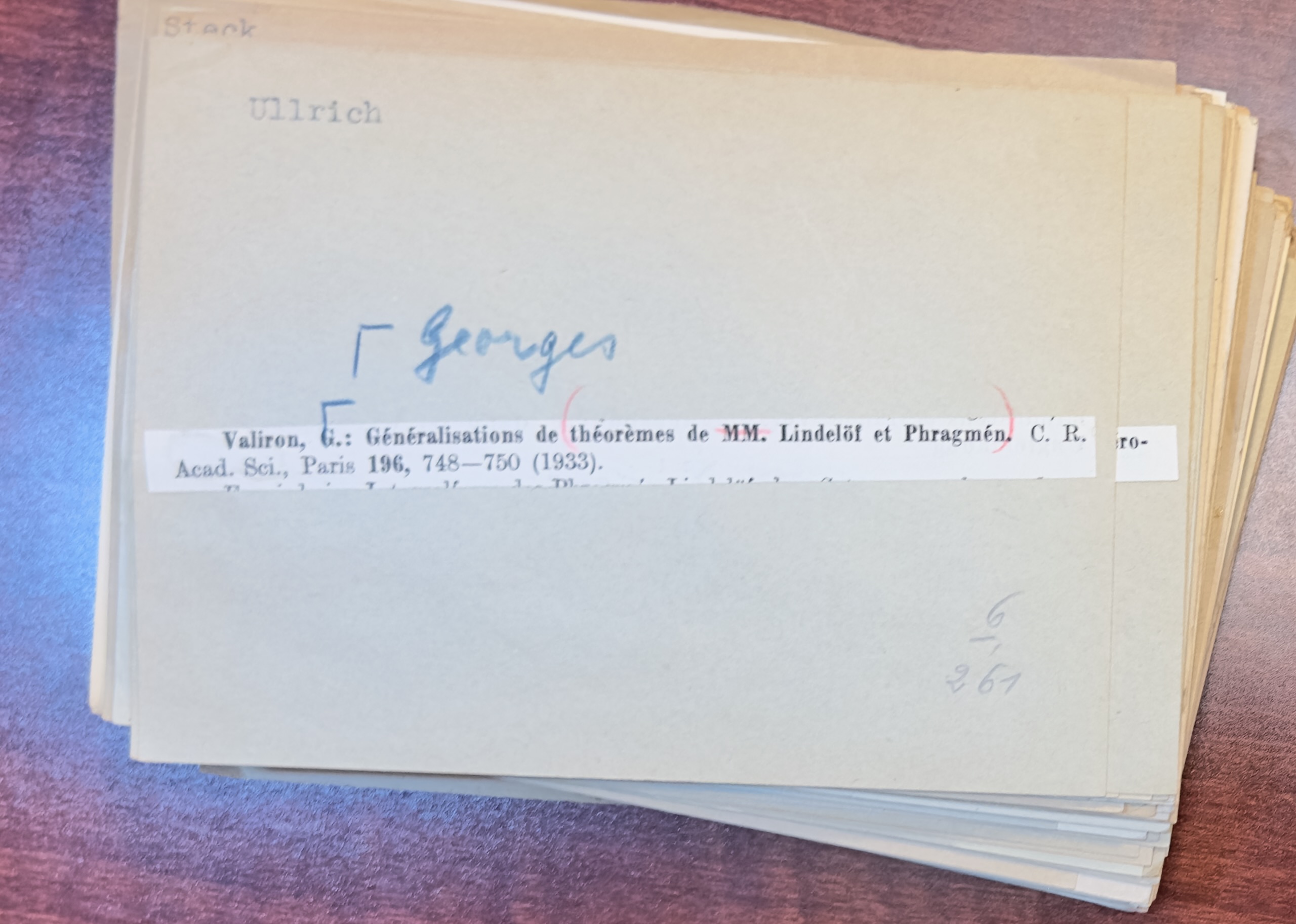 Example of annotated index card