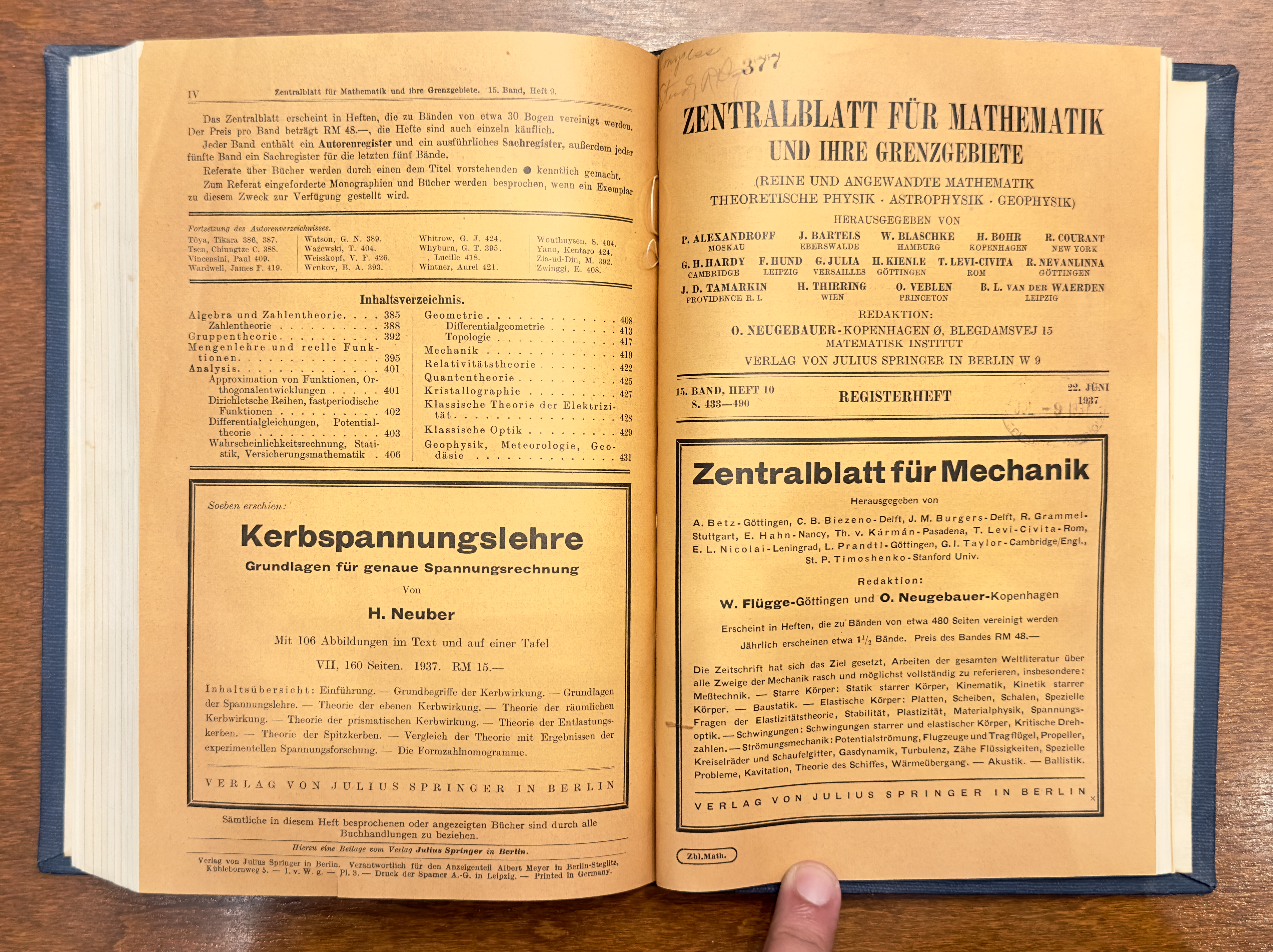 Zentralblatt covers in the 1930s, GB-StEdNL